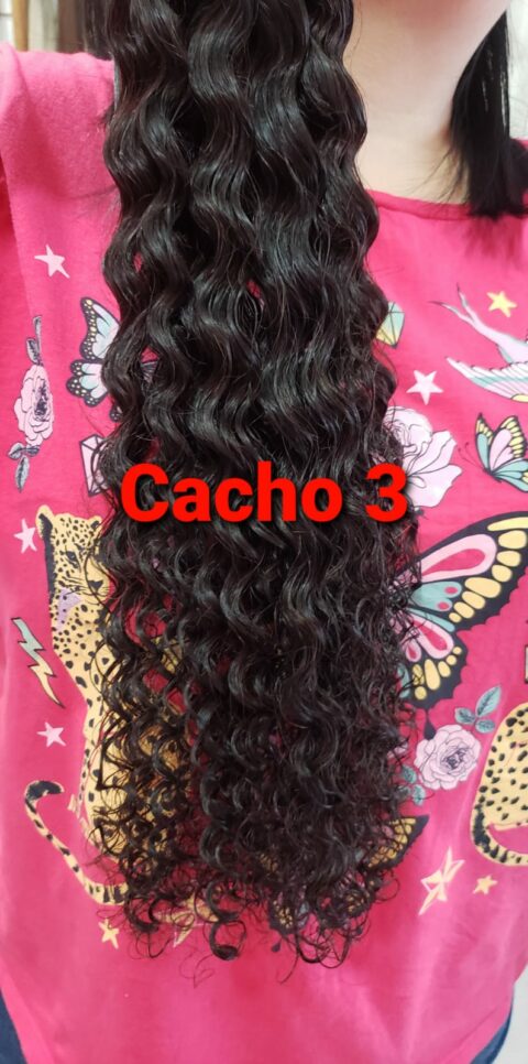 Cabelo Humano Castanho Cacheado Permanentado 50CM Cacho 3 100gr