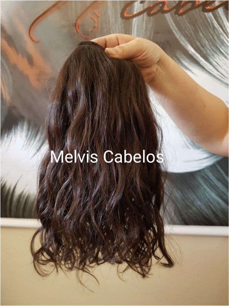 Aplique Tic Tac Cabelo Humano Castanho Ondulado Cm Gr Melvis