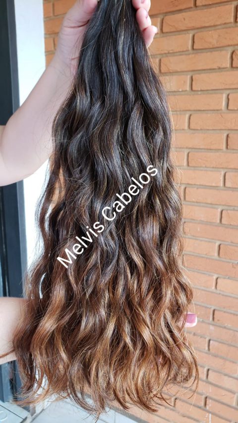 Cabelo Humano Ondulado Castanho Morena Iluminada Cm Gr Melvis