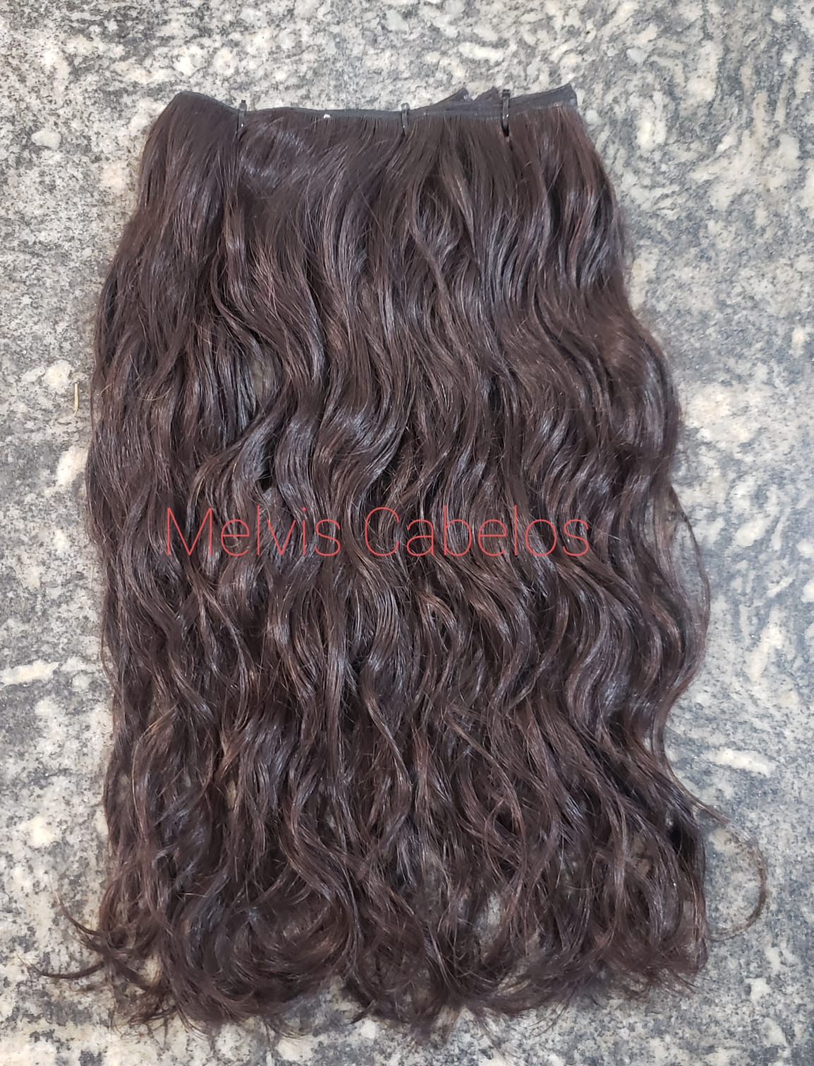 Cabelo Humano Castanho Ondulado 47cm Na Tela 200gr Melvis Cabelos