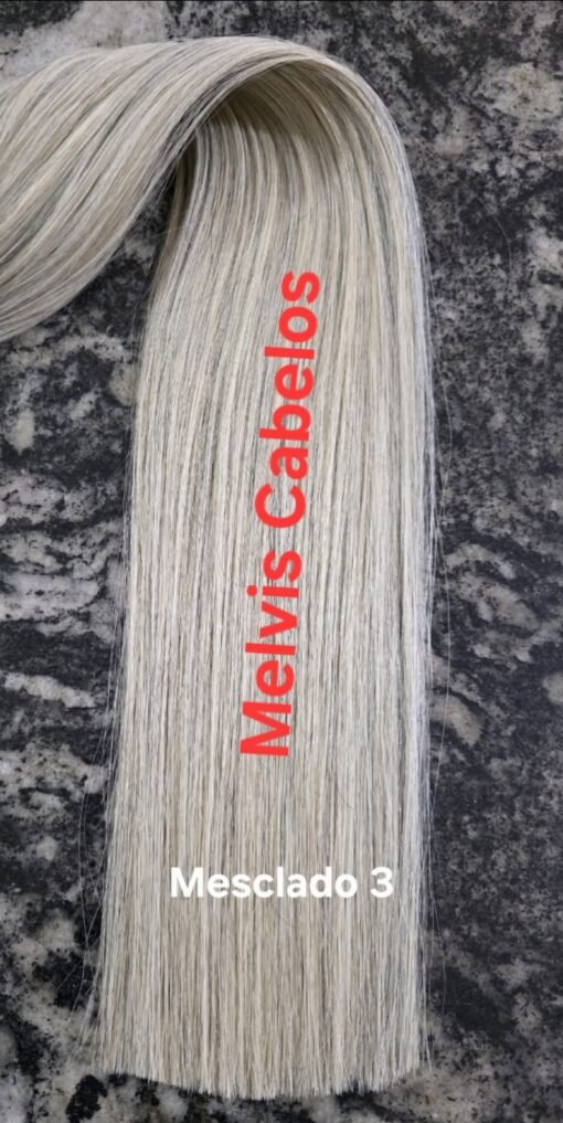 Cabelo Humano Loiro Mesclado nº3 55cm - 50Gr