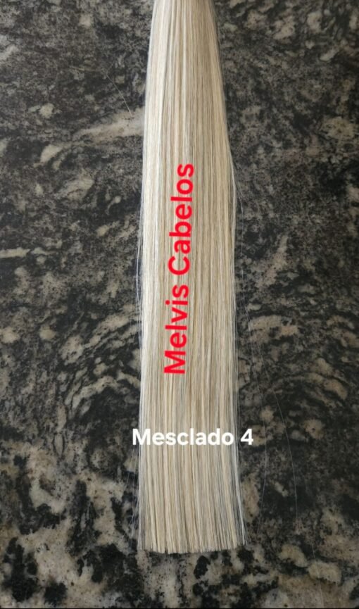 Cabelo Humano Loiro Mesclado nº4 55cm - 50Gr