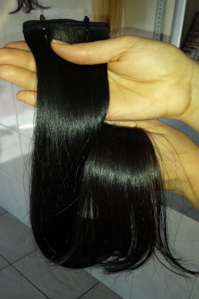 Cabelo Humano Castanho Preto Tingido Liso 47cm - Na Tela - 50 Gr