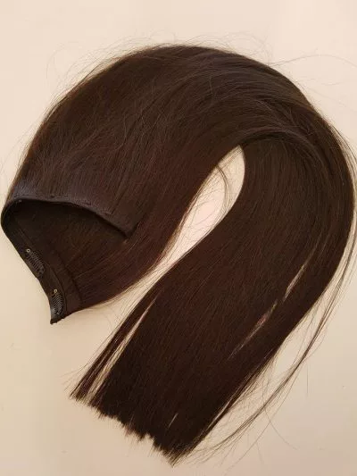 Aplique Tic Tac Cabelo Humano Castanho Liso 55cm - 100gr