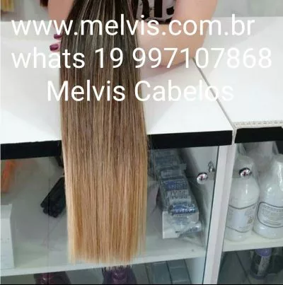 Aplique Tic tac Cabelo Humano Castanho Liso c/ Ombre Hair Loiro 8.0 47cm - 150gr