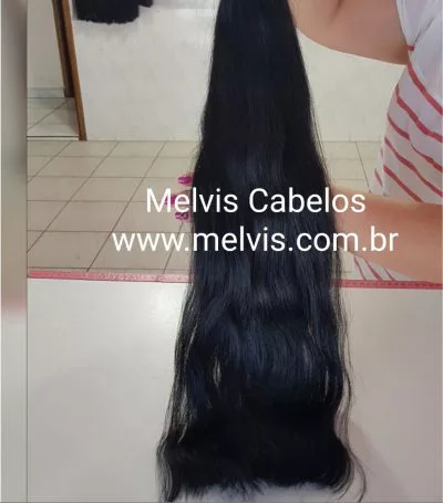 Cabelo Humano Preto Tingido Leve Ondulação 62cm - Na Tela - 100gr