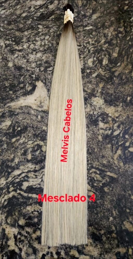 Cabelo Humano Mesclado 4 Liso com raiz Castanho 65cm - 100Gr