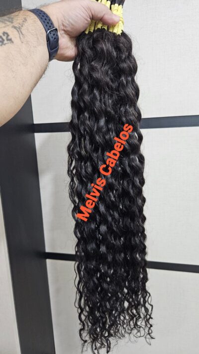 Cabelo Humano Castanho Cacheado Permanentado 60cm - Cacho3- Na Tela - 100gr