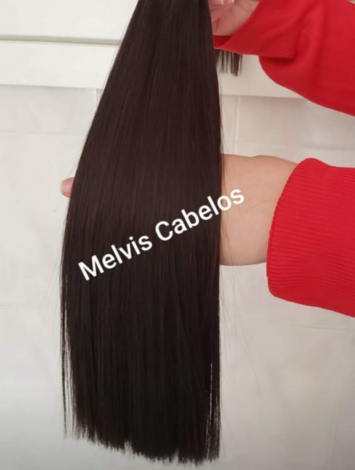 Cabelo Humano Castanho Liso 37cm - Na Tela - 100gr