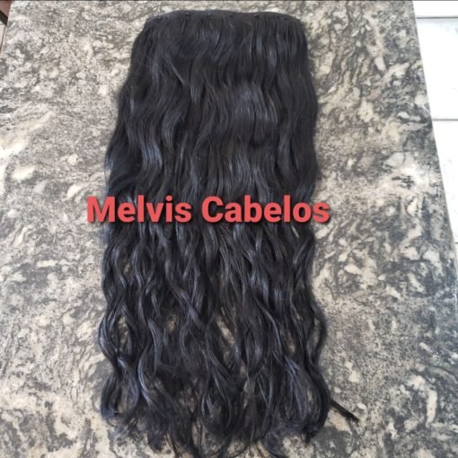 Cabelo Humano Preto Tingido Ondulado 60cm - Na Tela - 200gr