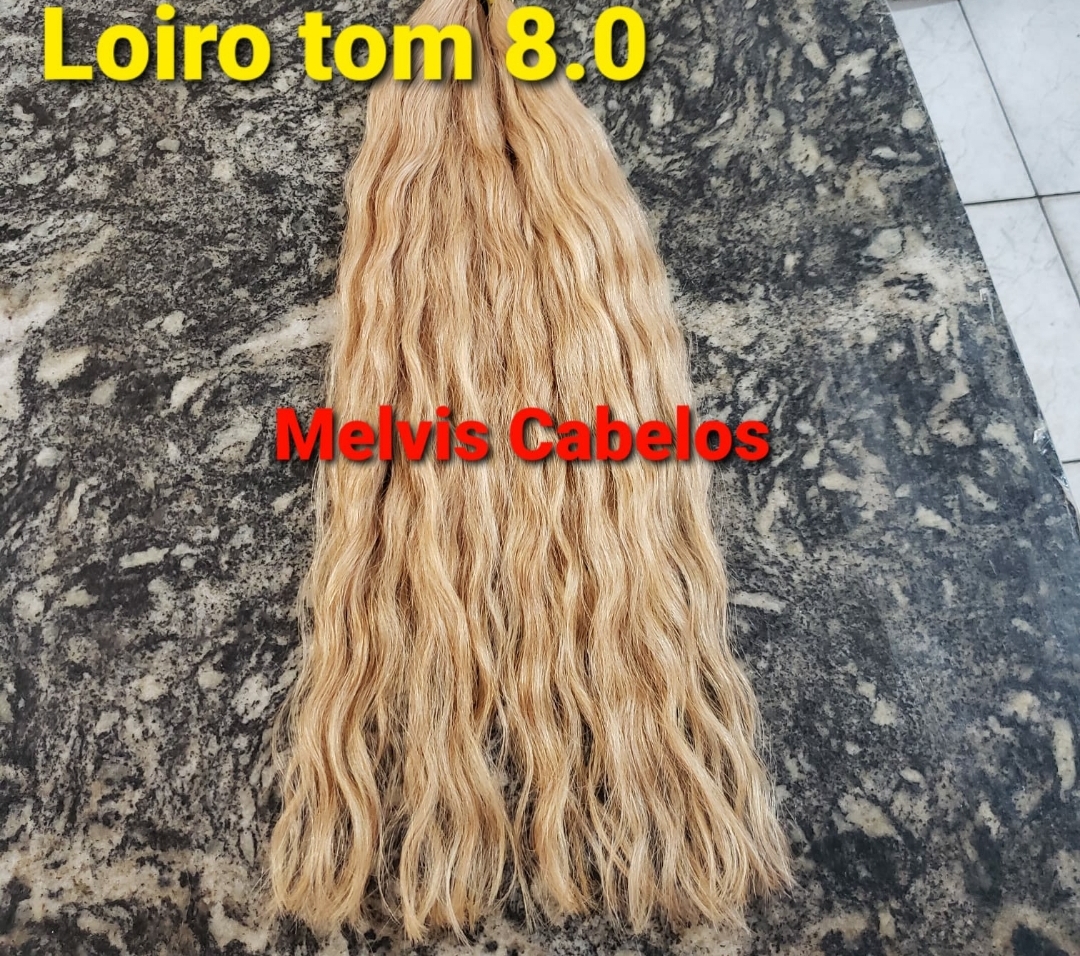 Cabelo Humano Loiro Ondulado Tecido 110g 53cm Lindo