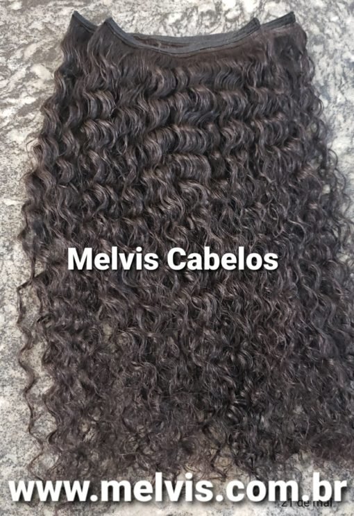 Cabelo Humano Castanho Cacho 2 - 47 cm - Na Tela para ponto americano - 150 Gr