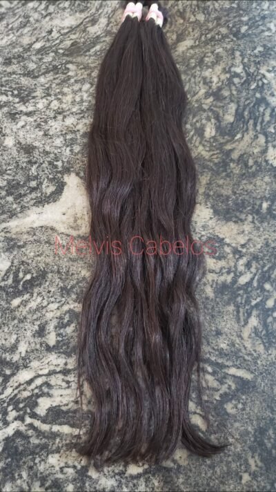 Cabelo Humano Castanho Ondulado 65cm - 100 gramas