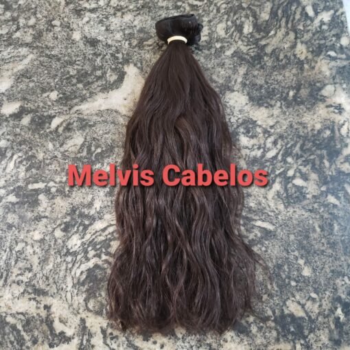 Cabelo Humano Castanho Ondulado 40cm - na tela - 100 gramas