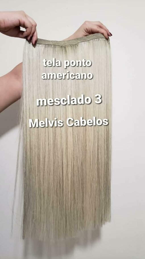 Cabelo Humano Mesclado 3 - 60cm - na tela para ponto americano - 100 gramas