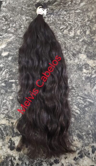 Cabelo Humano Castanho Ondulado 65cm - 100 gramas