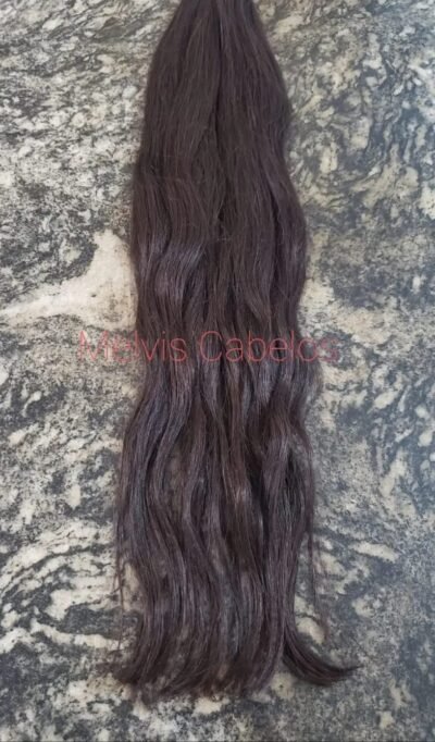 Cabelo Humano Castanho Ondulado 62cm - Na Fita Adesiva Invisível -200 Gr