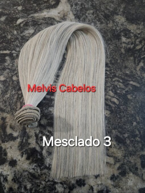 Cabelo Humano Mesclado 3 - 55cm - na tela -100 gramas