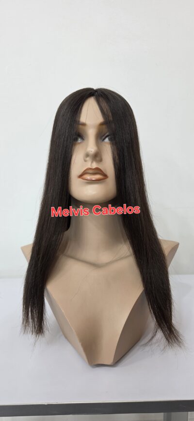 Topo 11 x 16 - Cabelo Humano Cabelo Castanho Liso - 45cm