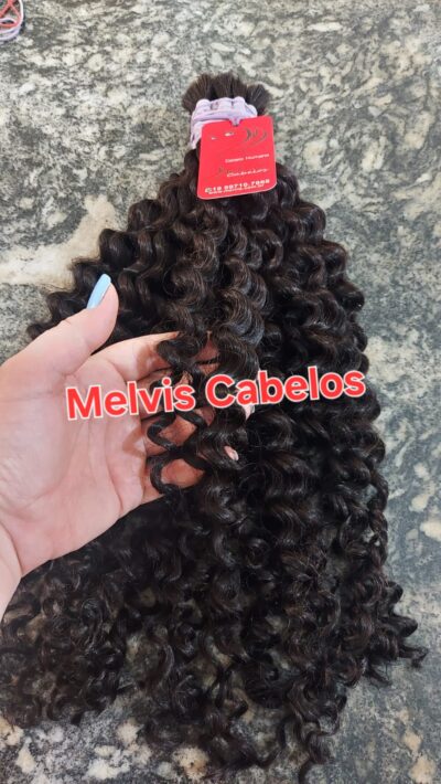 Cabelo humano castanho cacheado permanentado 55CM (cacho 2) 150gr