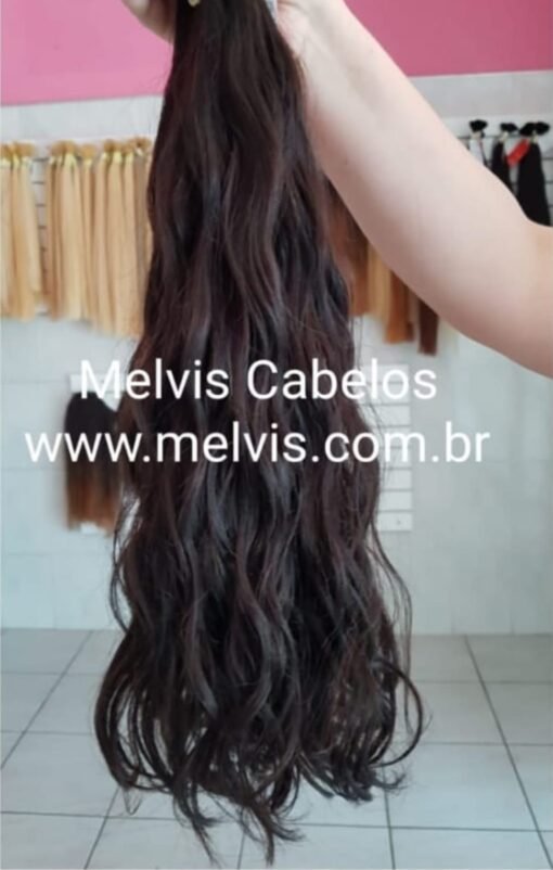 Cabelo Humano Castanho Ondulado 50cm - 150gr - na Tela