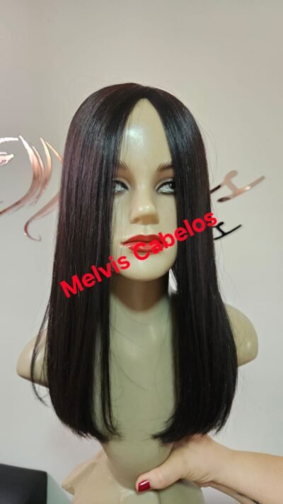 Topo 10 x 14 - Cabelo Humano Castanho Castanho -  40cm