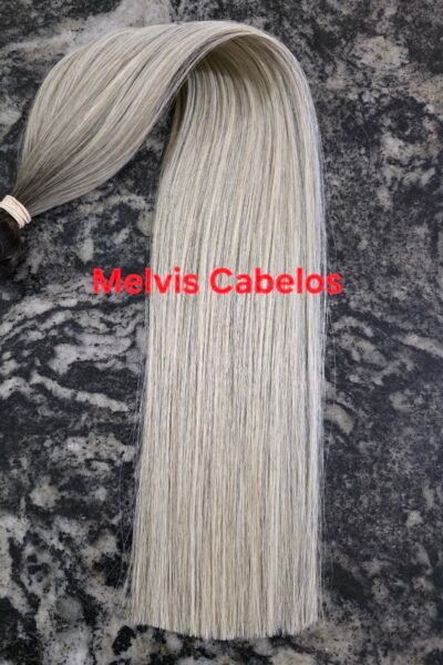 Cabelo Humano Mesclado 3 Liso com raiz Castanho 55cm - 100Gr