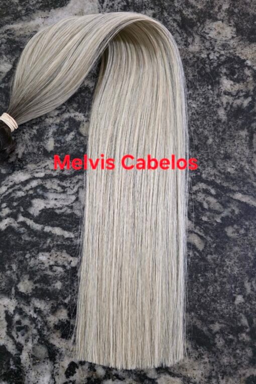 Cabelo Humano Mesclado 3 Liso com raiz Castanho 60cm - 100Gr