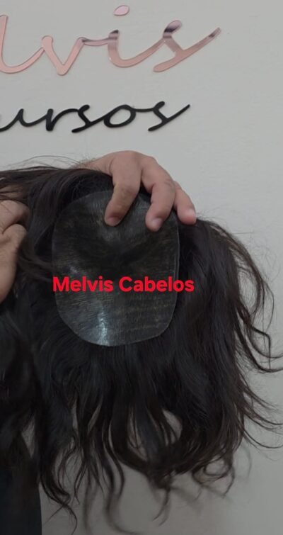 Topo 14cm x 18cm - Cabelo Humano Castanho Médio 30cm