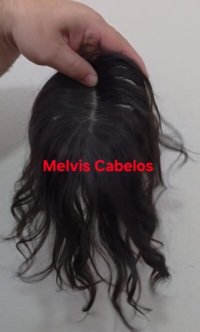 Topo 7 x 13 - Cabelo Humano Castanho - 25cm  Repartição Fixa