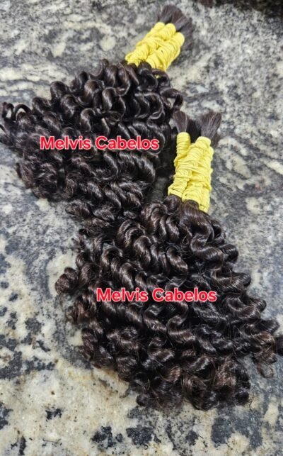 Cabelo humano castanho cacheado permanentado (25cm a 30cm FIO ESTICADO) cacho 2 - 100gr