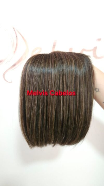 Topo 10 x 13 - Cabelo Humano Castanho Castanho com Luzes Mel - 25cm