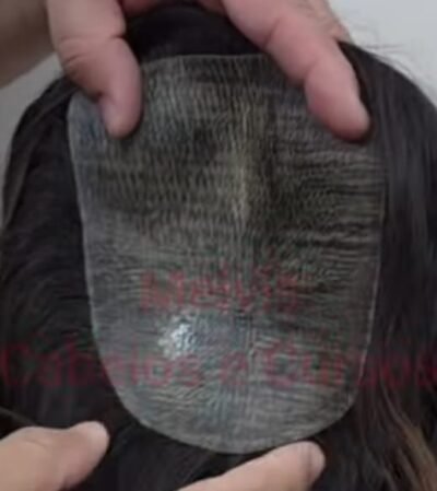 Prótese Masculina - 12cm x 15cm - Cabelo Humano Leve Ondulação Castanho Escuro 20cm