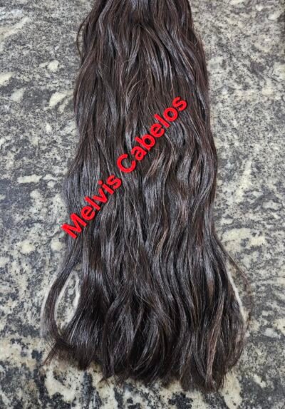 Cabelo Humano Castanho Leve Ondulado 62cm - Na Tela - 200gr - Tela para Ponto Americano